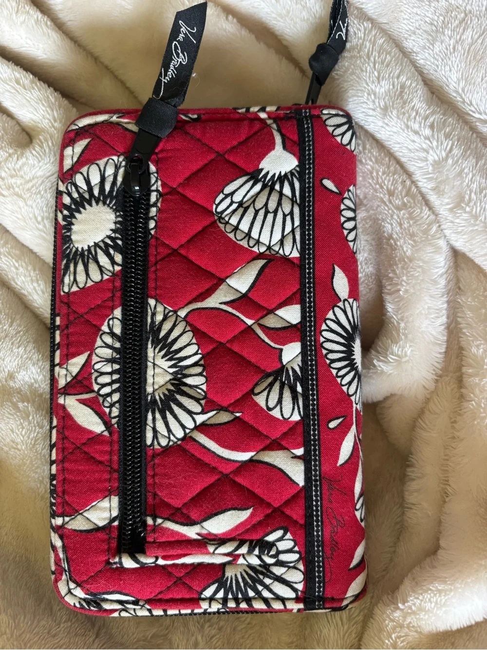 Vera Bradley Red Quilted Floral Zip-Around Wallet